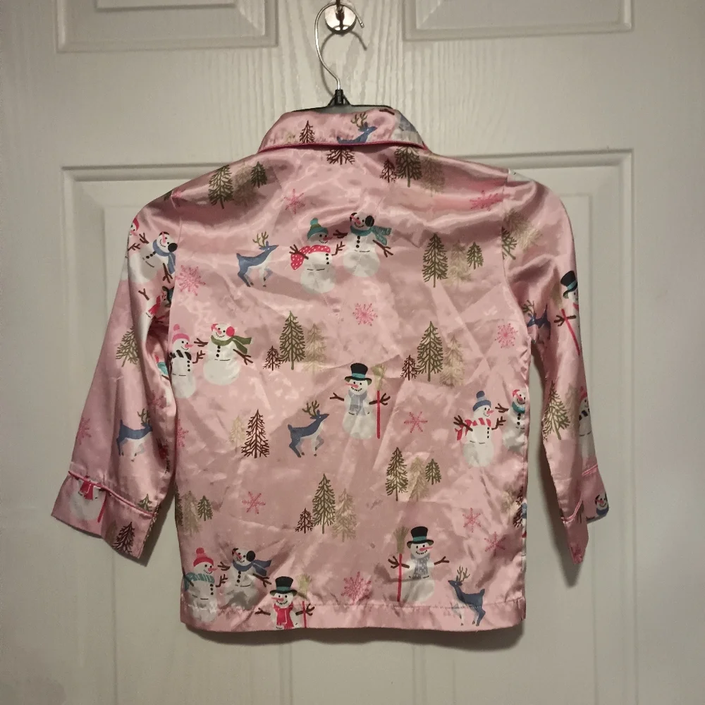Nick & Nora Pink Snowman Winter Pajamas Sleepwear Sleep Set PJs Girls Sz XS 5